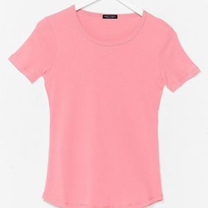 Nasty Gal Pure Cotton Crew Neck Coral T Shirt NWT